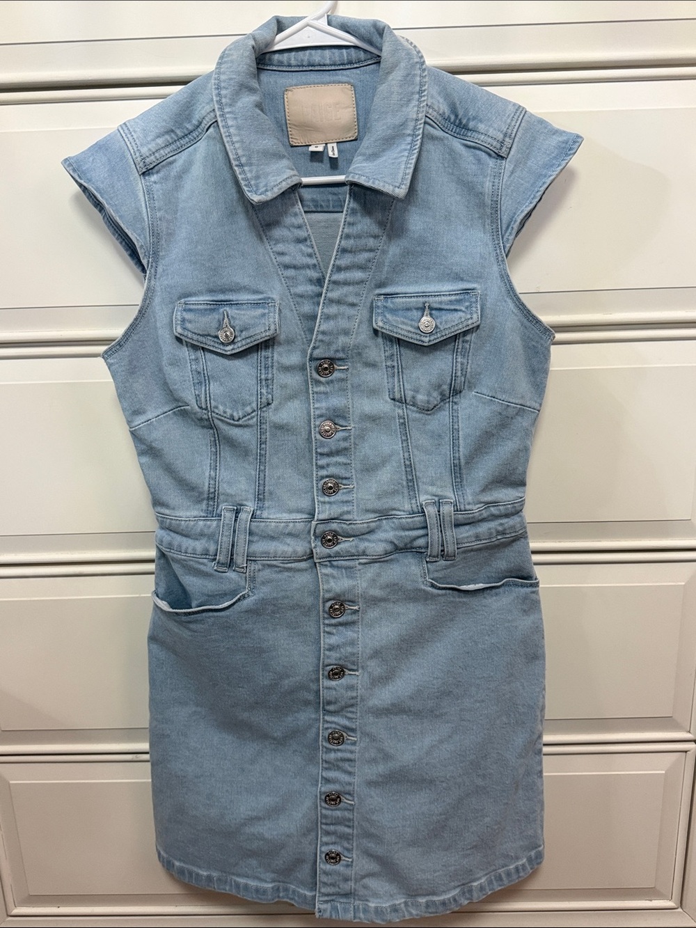 Paige Light Blue Denim Button-Front Dress